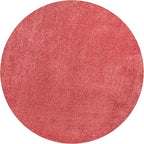 Eyely UES100E-5R Haze Solid Low-Pile Red 5' Round Area Rug, Pet Friendly, Stain Resistant, Easy Cleaning, for Bedroom, Living Room, Kitchen