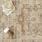 Brown Multi Hallway Runner Rug 2x7 Vintage Washable Distressed Area Carpet Kitchen Indoor Non Slip Long Traditional Medallion Retro Accent Throw Rug for Bedroom Laundry Dining Living Room