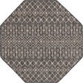 Unique Loom Outdoor Trellis Collection Area Rug - Tribal Trellis (5' 3" Octagon, Charcoal Gray/ Natural)