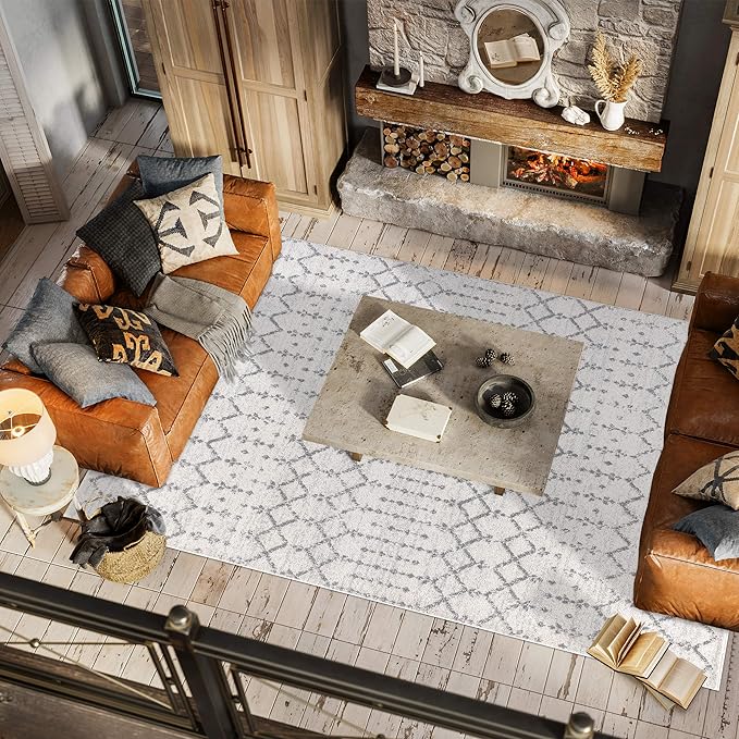 JONATHAN Y Boho Vintage Diamond Cream/Gray Indoor Area Rug 10X14 ft, Moroccan Hype for Living Room, Bedroom, Kitchen, Office, Easy-Cleaning, High Traffic, Pet-Friendly, Non-Shedding (MOH101B-14)
