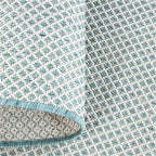 Nourison Home Courtyard Ivory Aqua 3' x 5' Area Rug - Easy Clean, Non Shedding, Bed Room, Living Room, Dining Room, Kitchen (3' x 5')