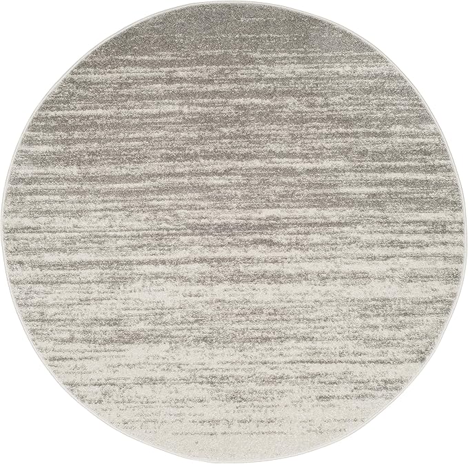 SAFAVIEH Adirondack Collection Area Rug - 5' Round, Light Grey & Grey, Modern Ombre Design, Non Shedding & Easy to Clean, Ideal for Living Room, Bedroom, Office, Dining Space (ADR113C)