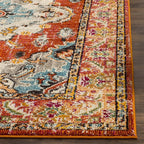 SAFAVIEH Monaco Collection Runner Rug - 2'2" x 20', Orange & Light Blue, Boho Chic Medallion Distressed Design, Non-Shedding & Easy Care, Ideal for High Traffic Areas in Living Room, Bedroom (MNC243H)