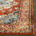 SAFAVIEH Monaco Collection Runner Rug - 2'2" x 18', Orange & Light Blue, Boho Chic Medallion Distressed Design, Non-Shedding & Easy Care, Ideal for High Traffic Areas in Living Room, Bedroom (MNC243H)