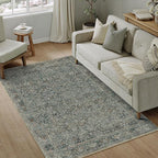 Area Rug 4x6 Gray Entryway Office Washable Vintage Carpet Non Slip Indoor Kitchen Door Mat Retro Traditional Accent Grey Throw Small Rug for Bathroom Bedroom Dining Living Room