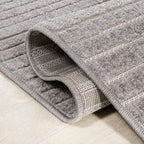 JONATHAN Y Hallie High-Low Curve Gray/Ivory Indoor/Outdoor Area Rug, 4x6, Minimalist, Pet Friendly, Non-Shedding, Stain Resistant, Hose-Washable for Backyard, Patio, Porch (SCN100A-4)
