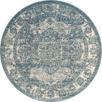 Unique Loom Isabella Collection Area Rug - Adjani (5' 1" Round, Blue/ Beige)