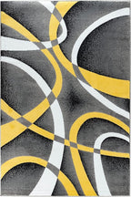 GLORY RUGS Area Rug 4x6 Yellow Door Mat Modern Swirls Carpet Bedroom Living Room Contemporary Dining Accent Sevilla Collection 4816