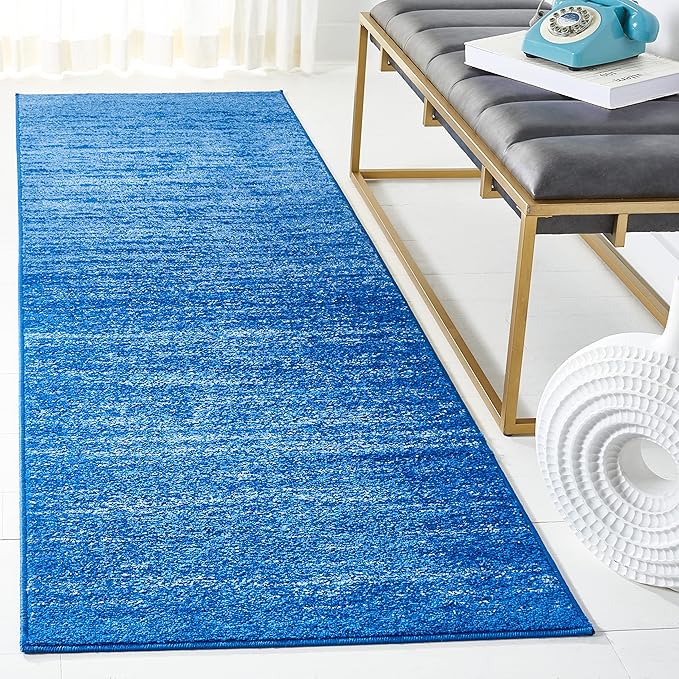 SAFAVIEH Adirondack Collection Runner Rug - 2'6" x 6', Light Blue & Dark Blue, Modern Ombre Design, Non Shedding & Easy to Clean, Ideal for Hallway, Foyer, Kitchen, Entryway, Bedroom (ADR113F)