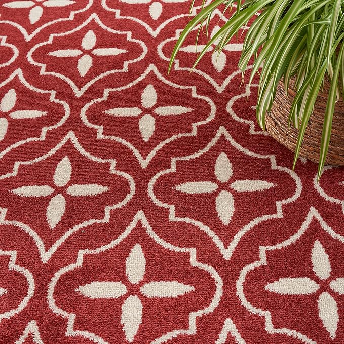 Nourison Home Nourison Essentials Brick Ivory 2'2" x 7'6" Area Rug - Easy Clean, Non Shedding, Bed Room, Living Room, Dining Room, Kitchen (8' Runner)