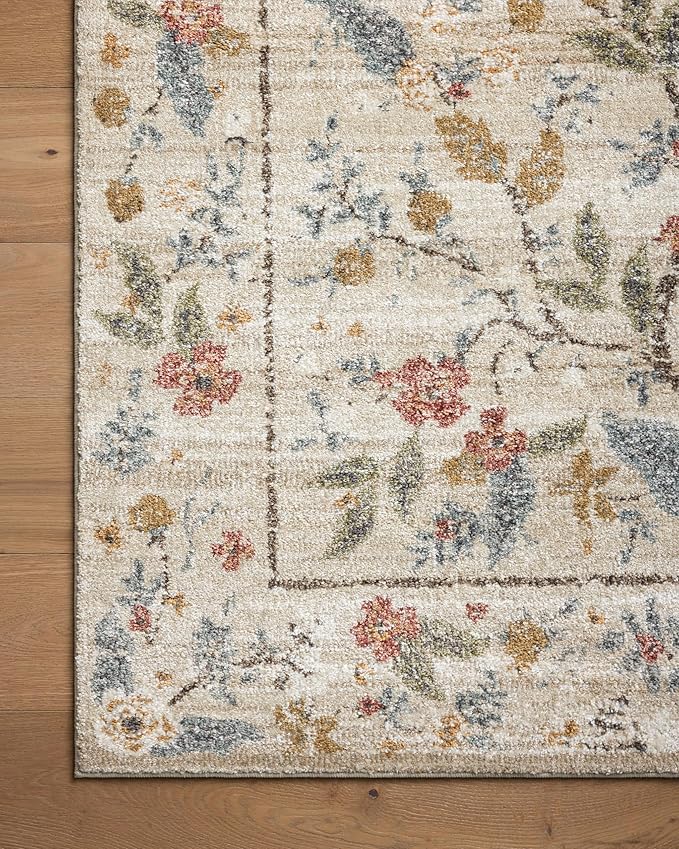 Loloi Rifle Paper Co. Laurel Collection LAU-05 Ivory 5'-3" x 7'-8" Area Rug