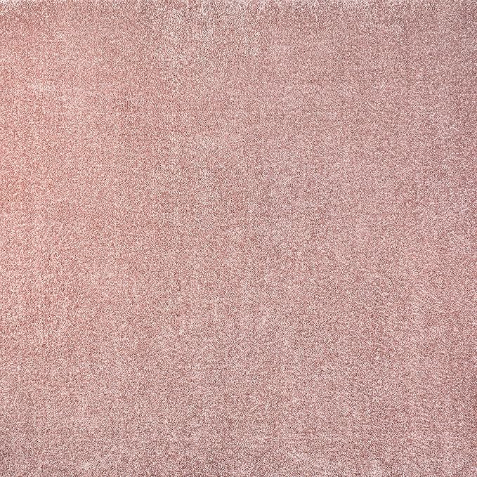 Eyely UES100P-9SQ Supersoft Haze Solid Low-Pile Indoor Area Rug, Coastal, Bohemian, Minimalist, Classic, Casual for Bedroom,Kitchen,Living Room,Non Shedding,Easy-Washing, Pink, 9' Square