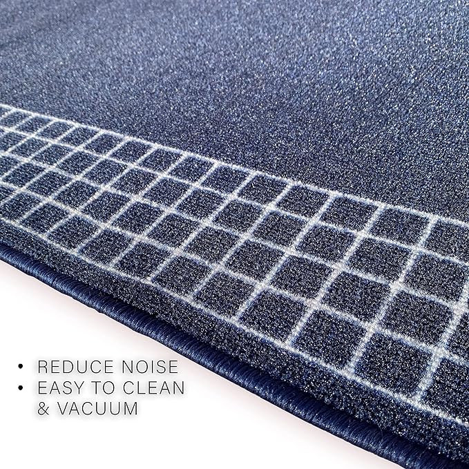 Custom Made Runner Rug for Kitchen Foyer Hallway Entry Choose Your Length 31 Inch Wide Geometric CheckeBlue Design Blue Color (29 feet x 31 Inch)