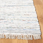 SAFAVIEH Rag Rug Collection Accent Rug - 4' x 6', Ivory & Multi, Handmade Boho Stripe Cotton, Ideal for High Traffic Areas in Entryway, Living Room, Bedroom (RAR121G)