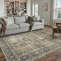 Vintage Area Rug 5x8 Brown Washable Living Room Large Carpet Non Slip Bedroom Indoor Office Low Pile Traditional Distressed Retro Accent Rug for Dining Room Bathroom Kitchen