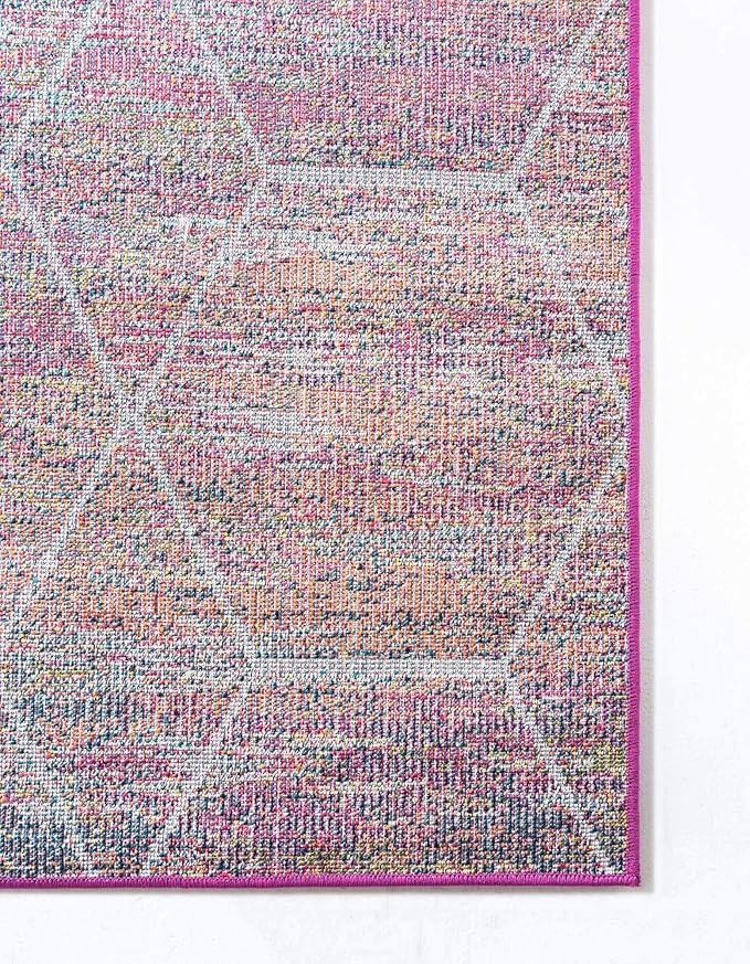Unique Loom Trellis Frieze Collection Area Rug - Geometric (2' x 6' Runner, Multi/ Ivory)