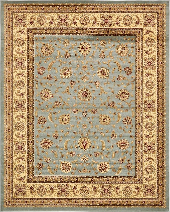 Unique Loom Voyage Collection Traditional Oriental Classic Intricate Design Area Rug (8' 0 x 10' 0 Rectangular, Light Blue/Gold)