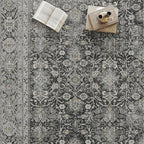 Black Runner Rug 3x7 Vintage Area Carpet Hallway Long Indoor Kitchen Washable Living Room Low Pile Traditional Distressed Retro Accent Throw Rug Non Slip Laundry Bathroom Office Dining Room