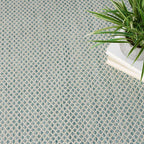 Nourison Home Courtyard Ivory Aqua 4' x Round Area Rug - Easy Clean, Non Shedding, Bed Room, Living Room, Dining Room, Kitchen (4' x Round)