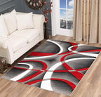 GLORY RUGS Modern Area Rug 8x10 Red Swirls Carpet Bedroom Living Room Contemporary Dining Accent Sevilla Collection 4816A