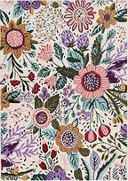 Hand-Tufted Floral Area Rug - Colorful Garden Design with Beautiful Flower Patterns - Modern Style Premium Carpet for Living Room & Bedroom or Kitchen (5' Round)