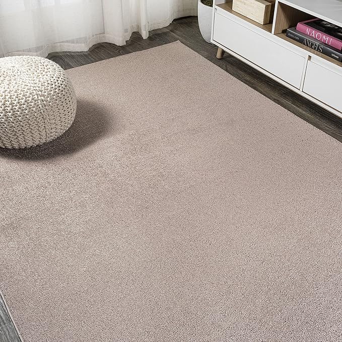 Eyely UES100J-8 Supersoft Haze Solid Low-Pile Indoor Area Rug Casual;Contemporary;Solid;Traditional, Bedroom, Kitchen, Living Room, Easy-Cleaning, Non-Shedding, 8 X 10, Brown