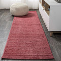 Eyely UES100E-216 Supersoft Haze Solid Low-Pile Indoor Runner Rug, Coastal, Bohemian, Minimalist, Classic, Casual for Bedroom,Kitchen,Living Room,Non Shedding,Easy-Washing, Red, 2 X 16