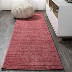 Eyely UES100E-216 Supersoft Haze Solid Low-Pile Indoor Runner Rug, Coastal, Bohemian, Minimalist, Classic, Casual for Bedroom,Kitchen,Living Room,Non Shedding,Easy-Washing, Red, 2 X 16