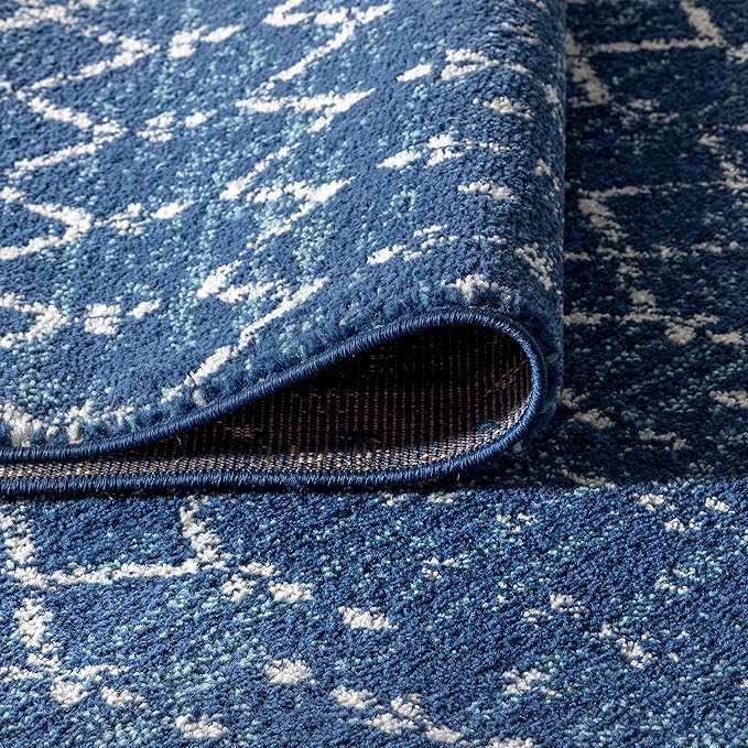 JONATHAN Y Boho Vintage Diamond Blue/White Indoor Area Rug 8X10 ft, Moroccan Hype for Living Room, Bedroom, Kitchen, Office, Easy-Cleaning, High Traffic, Pet-Friendly, Non-Shedding (MOH101A-8)