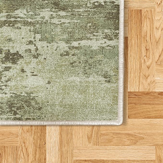 Ambesonne Modern Decorative Rug, Abstract and Grunge Composition of Splash Look Shaped Weathered Forms, Quality Carpet for Bedroom Dorm and Living Room, 2' 2" x 3' 7", Pale Green