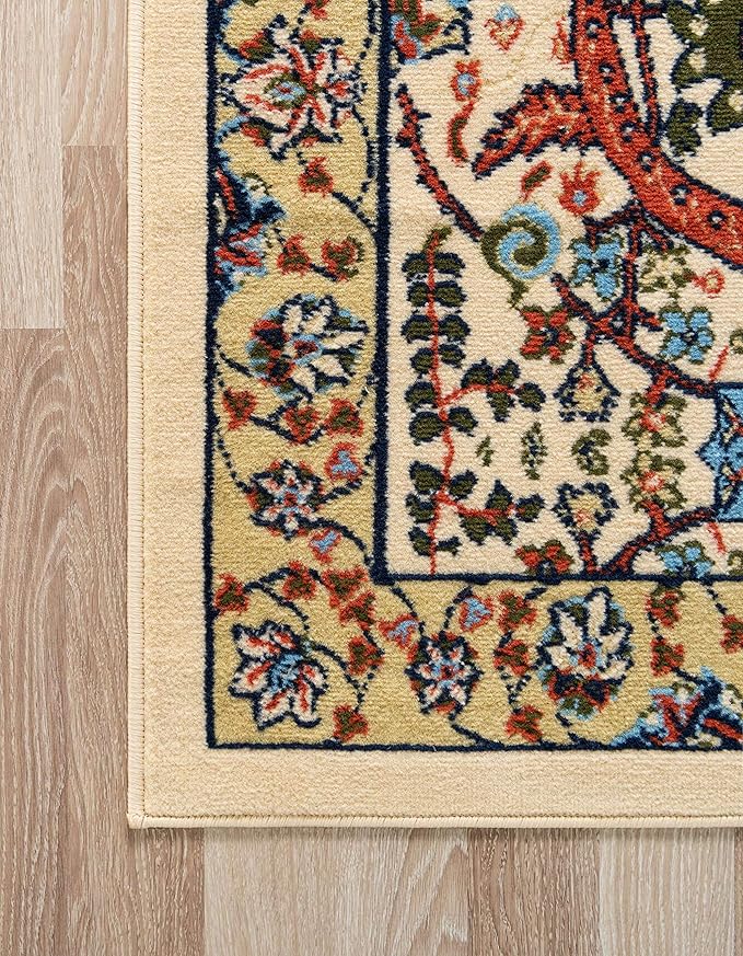 Unique Loom Espahan Collection Area Rug - Cape Cod (5' 1" x 8' Rectangle, Cream/ Black)