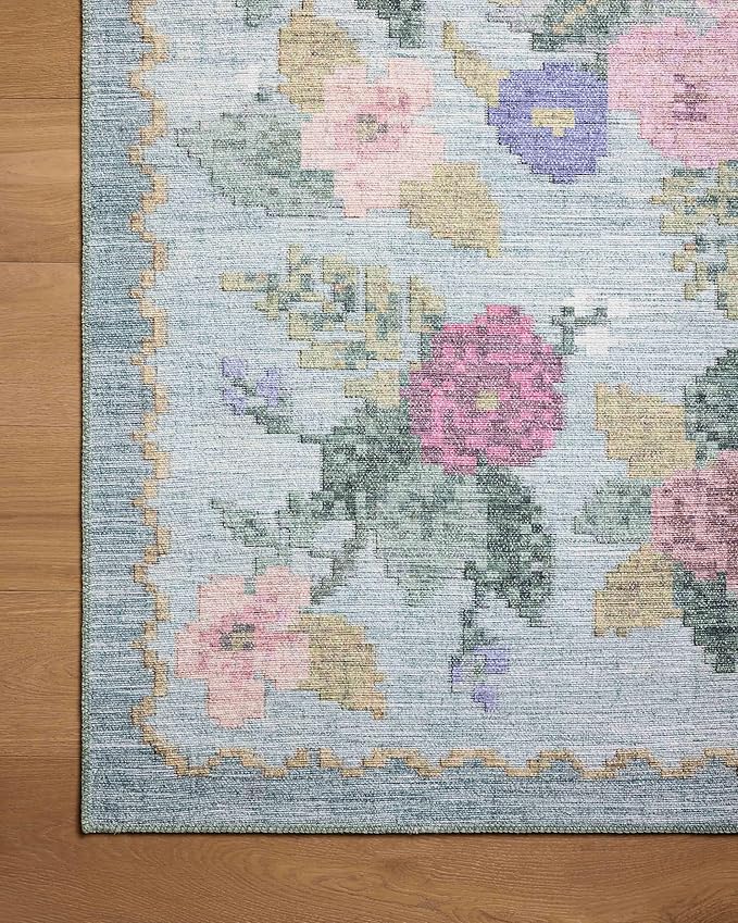 Loloi Rifle Paper Co. Rosa Collection RSA-02 Sky 3'-9" x 5'-6" Accent Rug