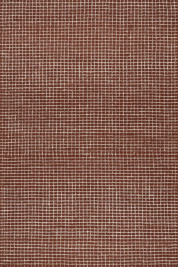 Rugs USA 7'6" x 9'6" Melrose Checked Wool Indoor Area Rug, Contemporary Farmhouse Chestnut/Ivory for Living Room, Bedroom, Office, Entryway, Hallway