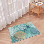 Tritard Coastal Area Rug 2x3 - Small Machine Washable Foldable Throw Rugs Non-Slip Beach Ocean Entryway Doormat Indoor Entrance Carpet for Kitchen Bathroom Laundry Bedroom Living Room, Teal