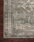 Loloi Layla Collection LAY-13 Antique/Moss 7'-6" x 9'-6" .13" Thick Area Rug, Soft, Durable, Vintage Inspired, Distressed, Low Pile, Non-Shedding, Easy Clean, Printed, Living Room Rug