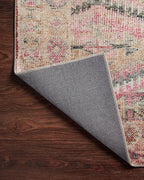 Loloi Layla Collection LAY-17 Pink/Lagoon 7'-6" x 9'-6" .13" Thick Area Rug, Soft, Durable, Vintage Inspired, Distressed, Low Pile, Non-Shedding, Easy Clean, Printed, Living Room Rug
