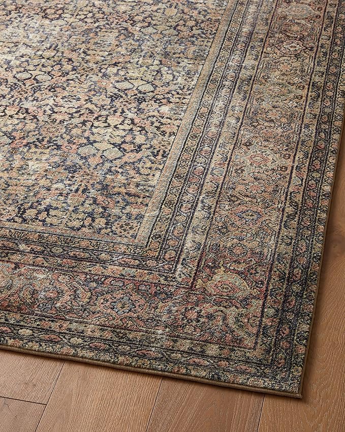 Loloi Amber Lewis Morgan Collection MOG-03 Denim/Multi 3'-6" x 5'-6" 38" Thick Accent Rug feat. CloudPile, Neutral, Room Décor, Vintage Inspired, Livingroom, Bedroom, Dining Area