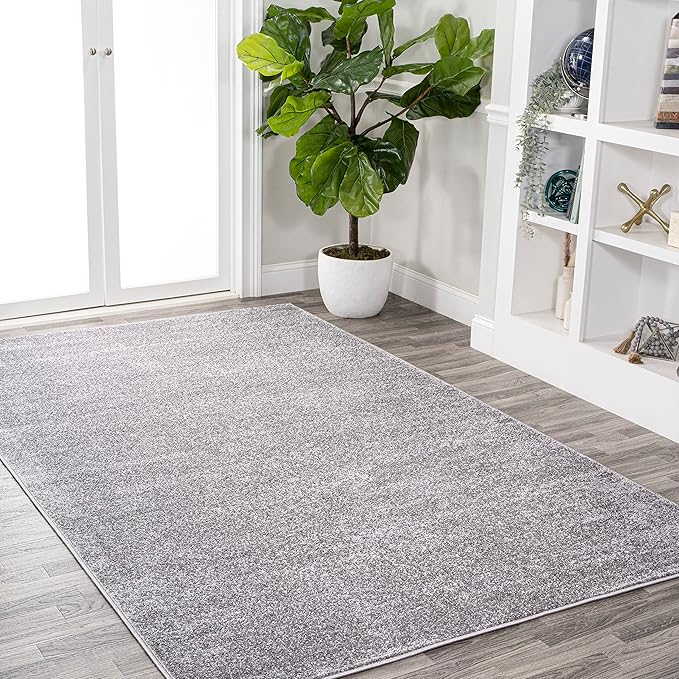 Eyely UES100A-5 Supersoft Haze Solid Low-Pile Indoor Area Rug Casual;Contemporary;Solid;Traditional, Bedroom, Kitchen, Living Room, Easy-Cleaning, Non-Shedding, 5 X 8, Gray