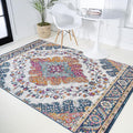 JONATHAN Y Boho Vintage Blue/Multi Indoor Area Rug, 6x9, Bohemian Flair Medallion, Floral Easy-Cleaning High Traffic for Living Room, Bedroom, Kitchen, Pet-Friendly, Non-Shedding (BMF106A-6)