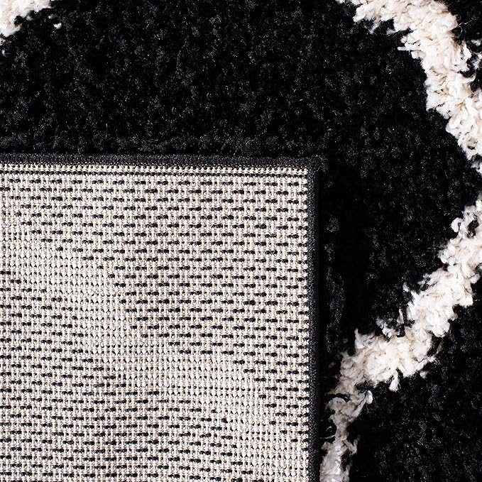 SAFAVIEH Area Rug 8x10 - Dallas Shag Collection - Large - Black & Ivory, Trellis Pattern, Non-Shedding & Easy Cleaning, Plush Thick Pile, Ideal for Living Room, Bedroom, Dining Space (SGD257Z)