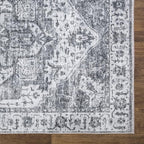 Bloom Rugs Caria Washable Non-Slip 9x12 Rug - Silver/Dark Gray Traditional Area Rug for Living Room, Bedroom, Dining Room, and Kitchen - Exact Size: 9' x 12'
