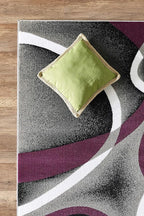 GLORY RUGS Modern Area Rug 8x10 Grey Swirls Carpet Bedroom Living Room Contemporary Dining Accent Sevilla Collection 4816A (Purple)