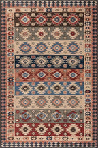 Dash & Albert Balsam Kilim Multi Machine Washable Rug, 4 X 6 Feet, Red Geometric Pattern