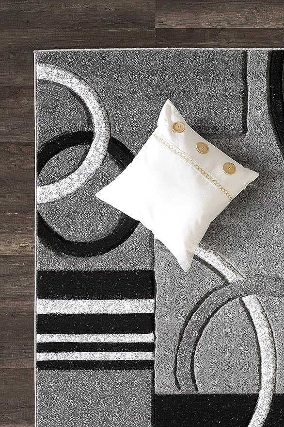 GLORY RUGS Area Rug 2x3 Door Mat Grey Geometric Soft Floor Carpet with Premium Fluffy Texture for Indoor Living Dining Room and Bedroom Area