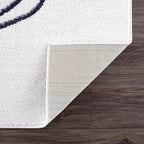 Abani Rugs Cream and Gray 4 ft. X 6 ft. Mid-Century Rug with Circles and Lines. Neutral Tones of Cream, Gray and a pop of Yellow. Minimalistic Design Turkish Stain Resistant Area Rug.
