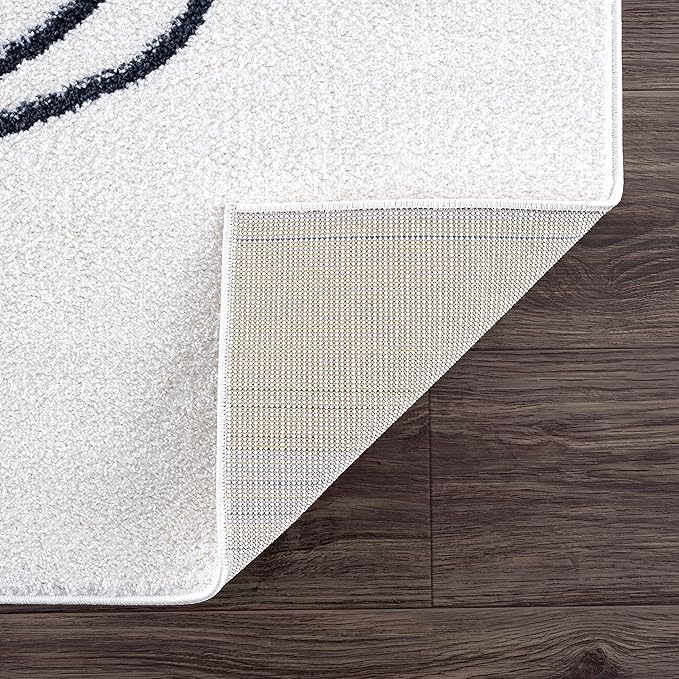 Abani Rugs Cream and Gray 6 ft. X 9 ft. Mid-Century Rug with Circles and Lines. Neutral Tones of Cream, Gray and a pop of Yellow. Minimalistic Design Turkish Stain Resistant Area Rug.