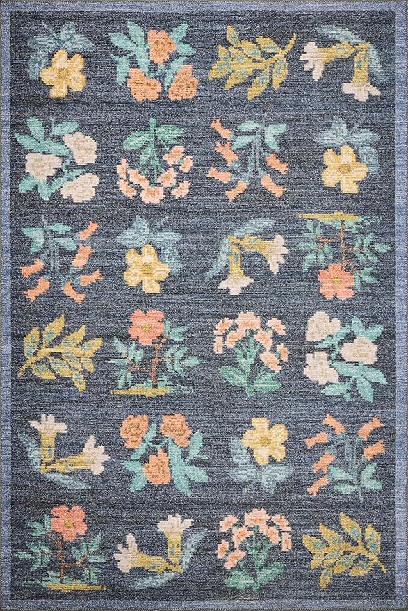 Loloi Rifle Paper Co. Rosa Collection RSA-03 Navy 2'-6" x 7'-6" Runner Rug