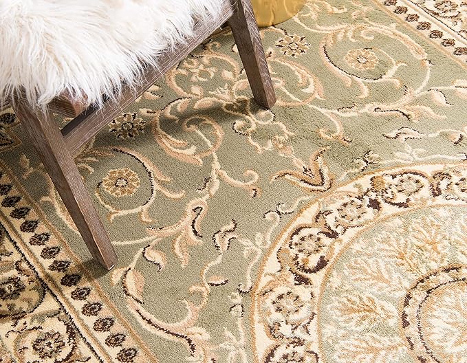 Unique Loom Versailles Collection Traditional Classic Medallion Floral Motif Area Rug (2' 2 x 6' 0 Runner, Green/ Ivory)