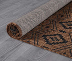 Beverly Rug Waikiki Boho Indoor Outdoor Rug 9x12, Washable Outside Carpet for Patio, Deck, Porch, Bohemian Area Rug, Farmhouse Rugs, Aztec Tribal Rug, Nut Brown and Black