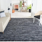 SAFAVIEH Rag Rug, Collection Area Rug - 10' x 14', Black, Handmade Boho Stripe Cotton, Ideal for High Traffic Areas in Living Room, Bedroom (RAR121Z)